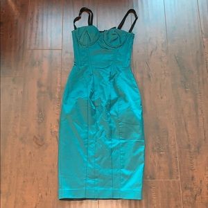 D&G 36 Teal Dress Corset Bustier Dolce Gabbana XS